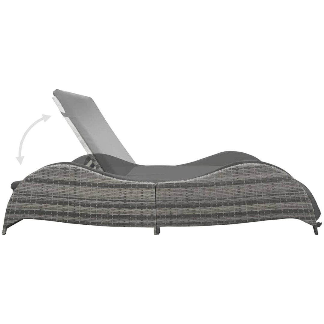Dubbel solsäng med dyna konstrotting antracit vidaXL 200 x 132 x 45 cm – bild 4