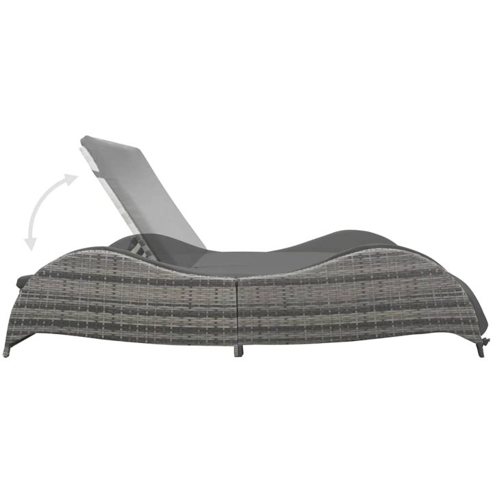 Dubbel solsäng med dyna konstrotting antracit vidaXL 200 x 132 x 45 cm – bild 4