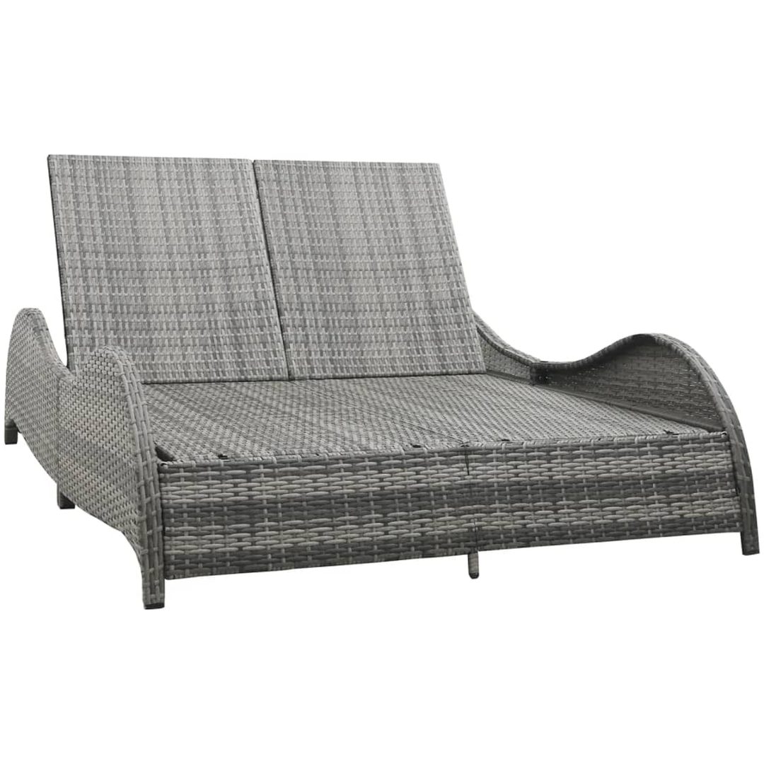 Dubbel solsäng med dyna konstrotting antracit vidaXL 200 x 132 x 45 cm