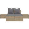 Dubbel solsäng med dynor beige konstrotting vidaXL – miniatyr 4