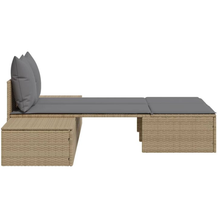 Dubbel solsäng med dynor beige konstrotting vidaXL – bild 5