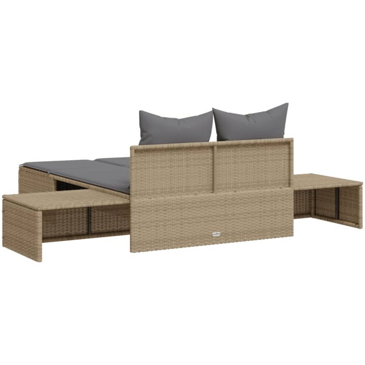 Dubbel solsäng med dynor beige konstrotting vidaXL – bild 6