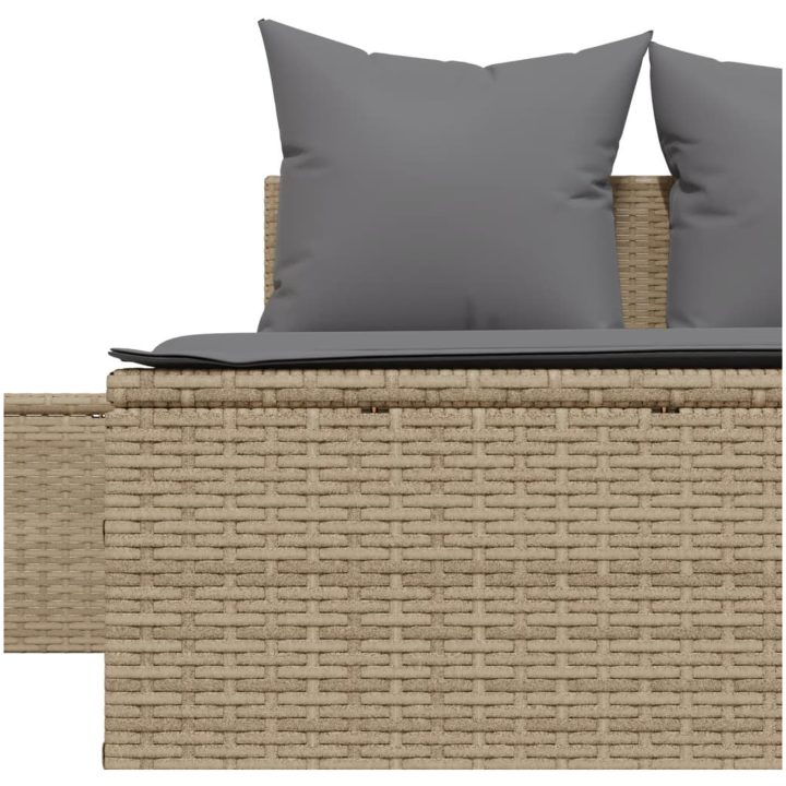 Dubbel solsäng med dynor beige konstrotting vidaXL – bild 7