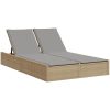 Dubbel solsäng med dynor beige konstrotting vidaXL – miniatyr 2