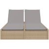 Dubbel solsäng med dynor beige konstrotting vidaXL – miniatyr 3