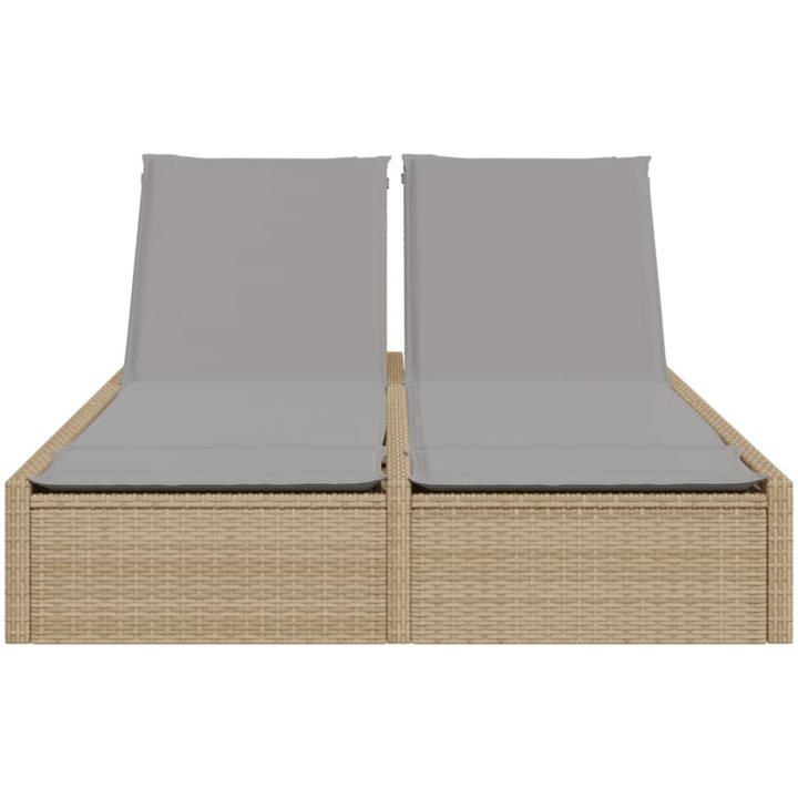 Dubbel solsäng med dynor beige konstrotting vidaXL – bild 3