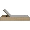 Dubbel solsäng med dynor beige konstrotting vidaXL – miniatyr 4