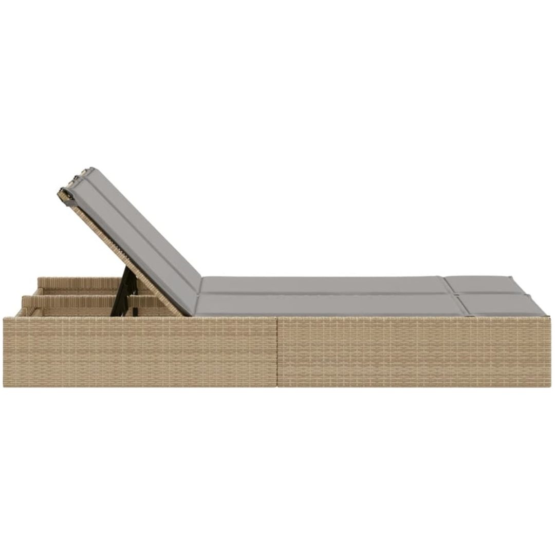 Dubbel solsäng med dynor beige konstrotting vidaXL – bild 4