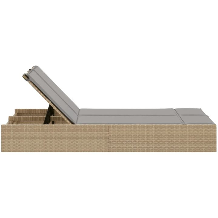 Dubbel solsäng med dynor beige konstrotting vidaXL – bild 4