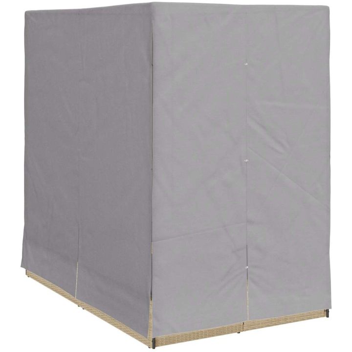 Dubbel Solsäng med gardiner Justerbar Beige vidaXL Standard för utomhus dagbädd – bild 4