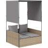 Dubbel solsäng med tak och dynor beige konstrotting vidaXL – miniatyr 2