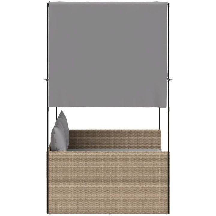 Dubbel solsäng med tak och dynor beige konstrotting vidaXL – bild 4