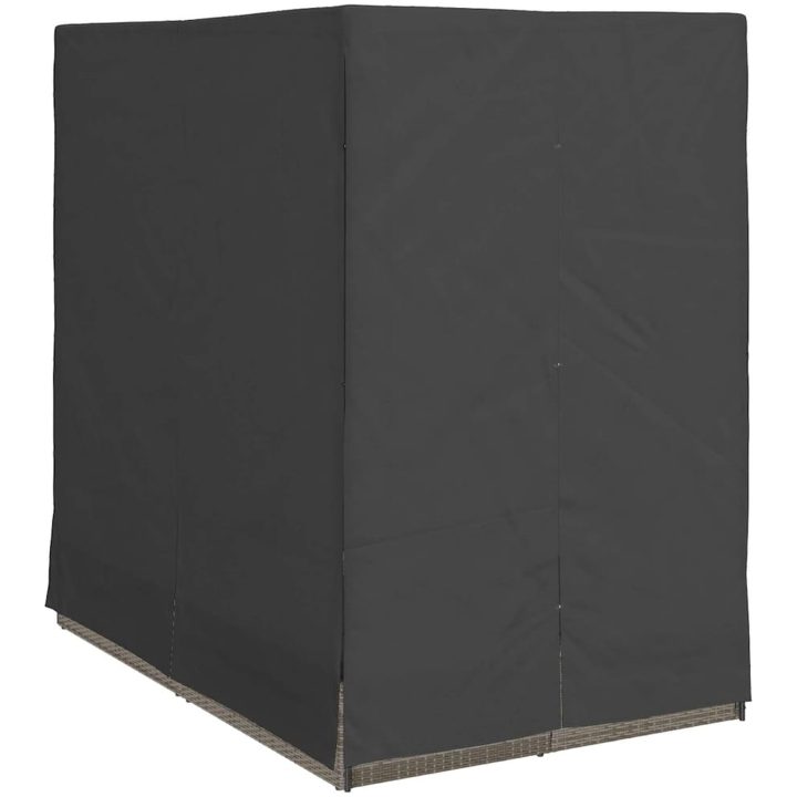Dubbel solsäng med tak och gardiner Grå vidaXL 203 x 128 x 202 cm – bild 4