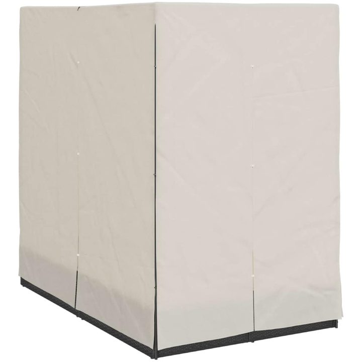Dubbel solsäng med tak och gardiner Svart vidaXL 203 x 128 x 202 cm – bild 4