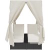 Dubbel solsäng med tak och gardiner Svart vidaXL 203 x 128 x 202 cm – miniatyr 5