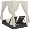 Dubbel solsäng med tak och gardiner Svart vidaXL 203 x 128 x 202 cm – miniatyr 7