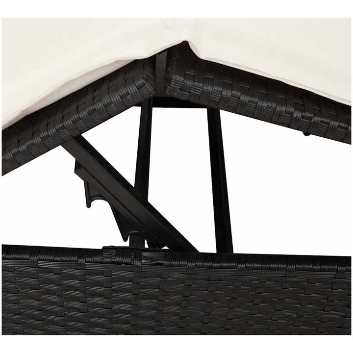 Dubbel solsäng med tak och gardiner Svart vidaXL 203 x 128 x 202 cm – bild 8