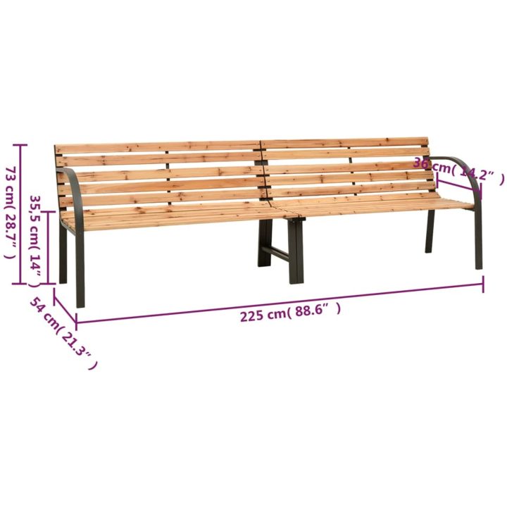 Dubbelbänk massivt granträ vidaXL 225 cm – bild 6