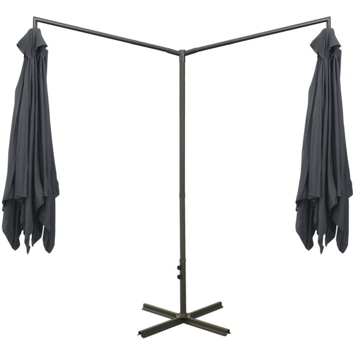 Dubbelt trädgårdsparasoll med stålstång antracit 600x300 cm vidaXL – bild 4