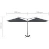 Dubbelt trädgårdsparasoll med stålstång antracit 600x300 cm vidaXL – miniatyr 8
