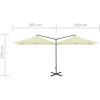 Dubbelt trädgårdsparasoll med stålstång sand 600x300 cm vidaXL – miniatyr 8