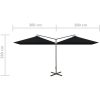 Dubbelt trädgårdsparasoll med stålstång svart 600x300 cm vidaXL – miniatyr 8