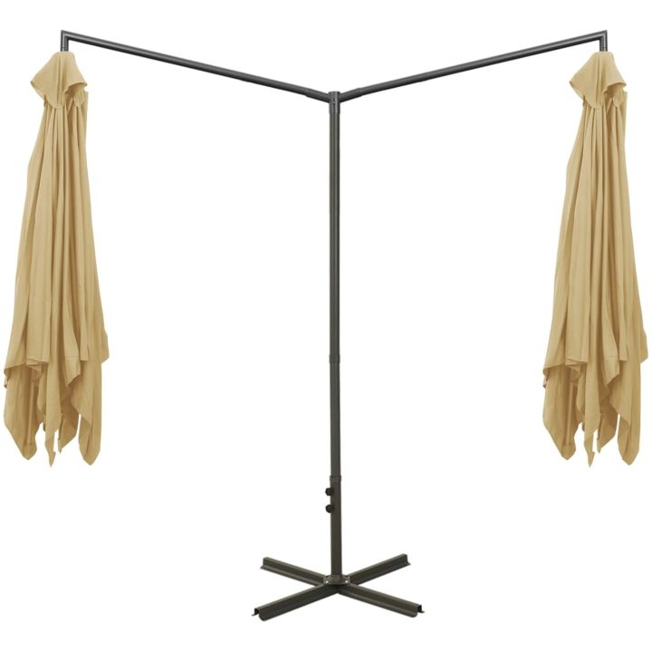 Dubbelt trädgårdsparasoll med stålstång taupe 600x300 cm vidaXL – bild 4