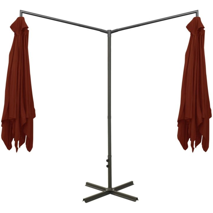 Dubbelt trädgårdsparasoll med stålstång terrakotta 600x300 cm vidaXL – bild 4