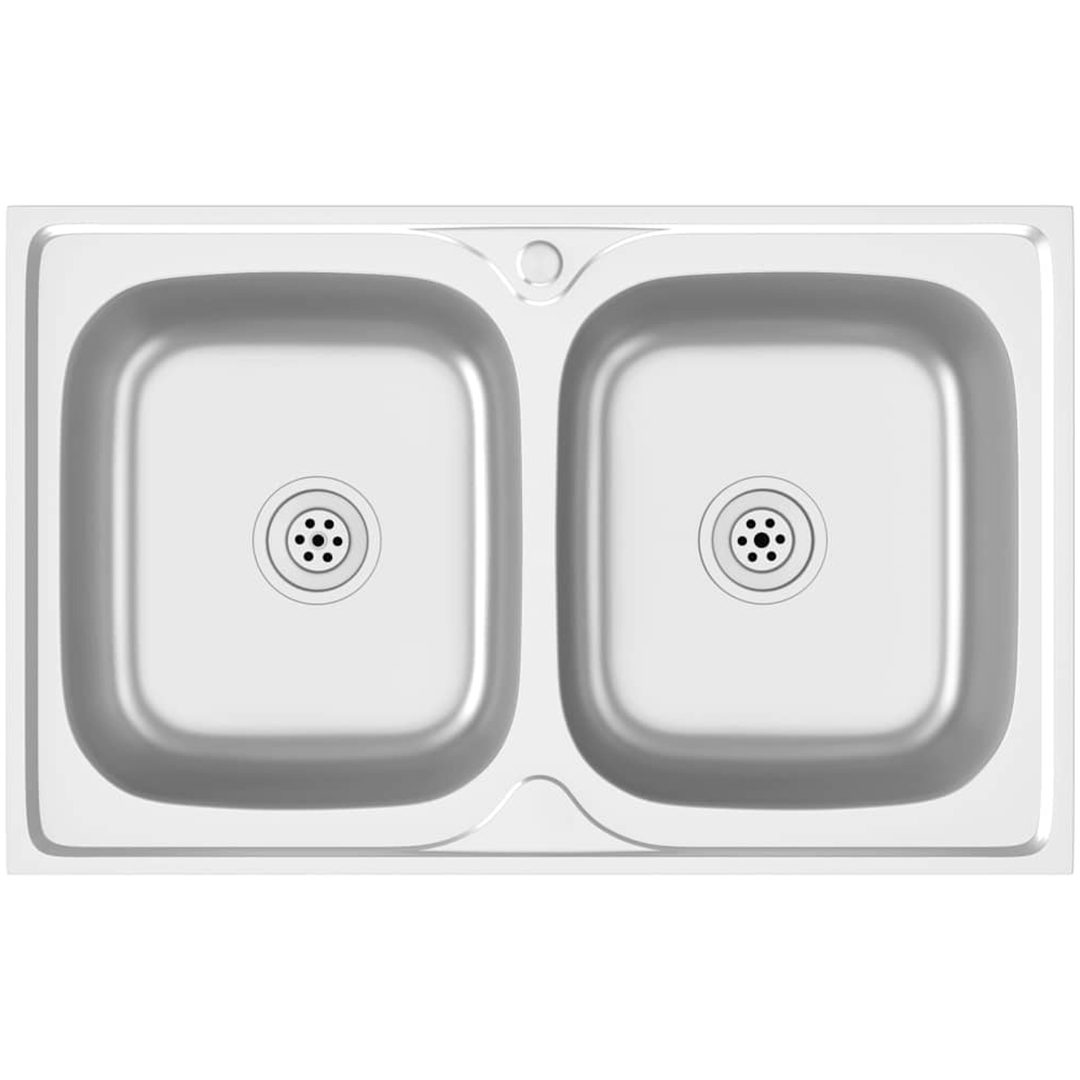 Dubbla diskhoar silver m rostfritt stål vidaXL 800 x 500 x 155 mm – bild 2