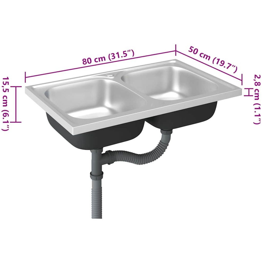 Dubbla diskhoar silver m rostfritt stål vidaXL 800 x 500 x 155 mm – bild 10