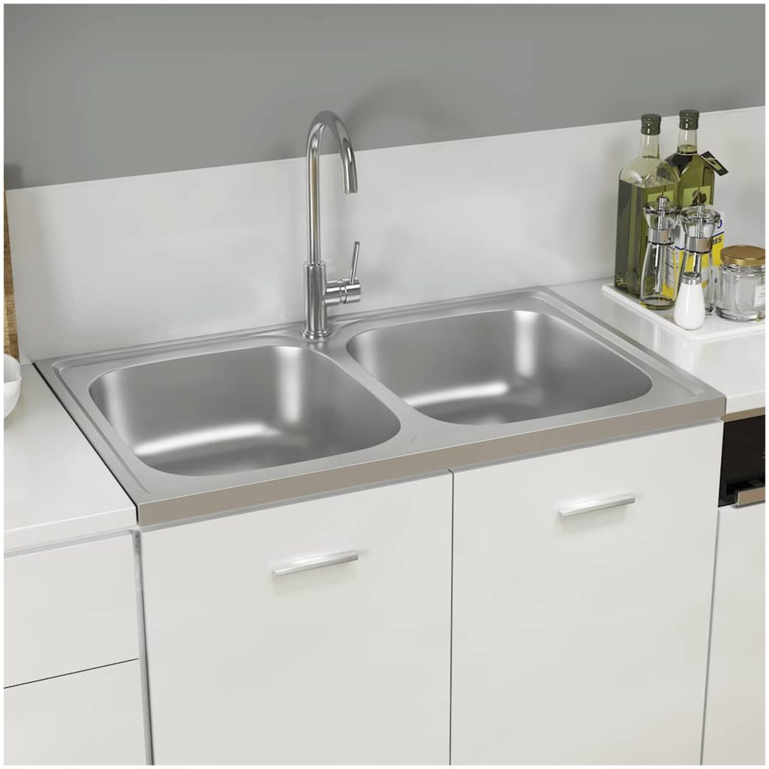 Dubbla diskhoar silver m rostfritt stål vidaXL 800 x 500 x 155 mm