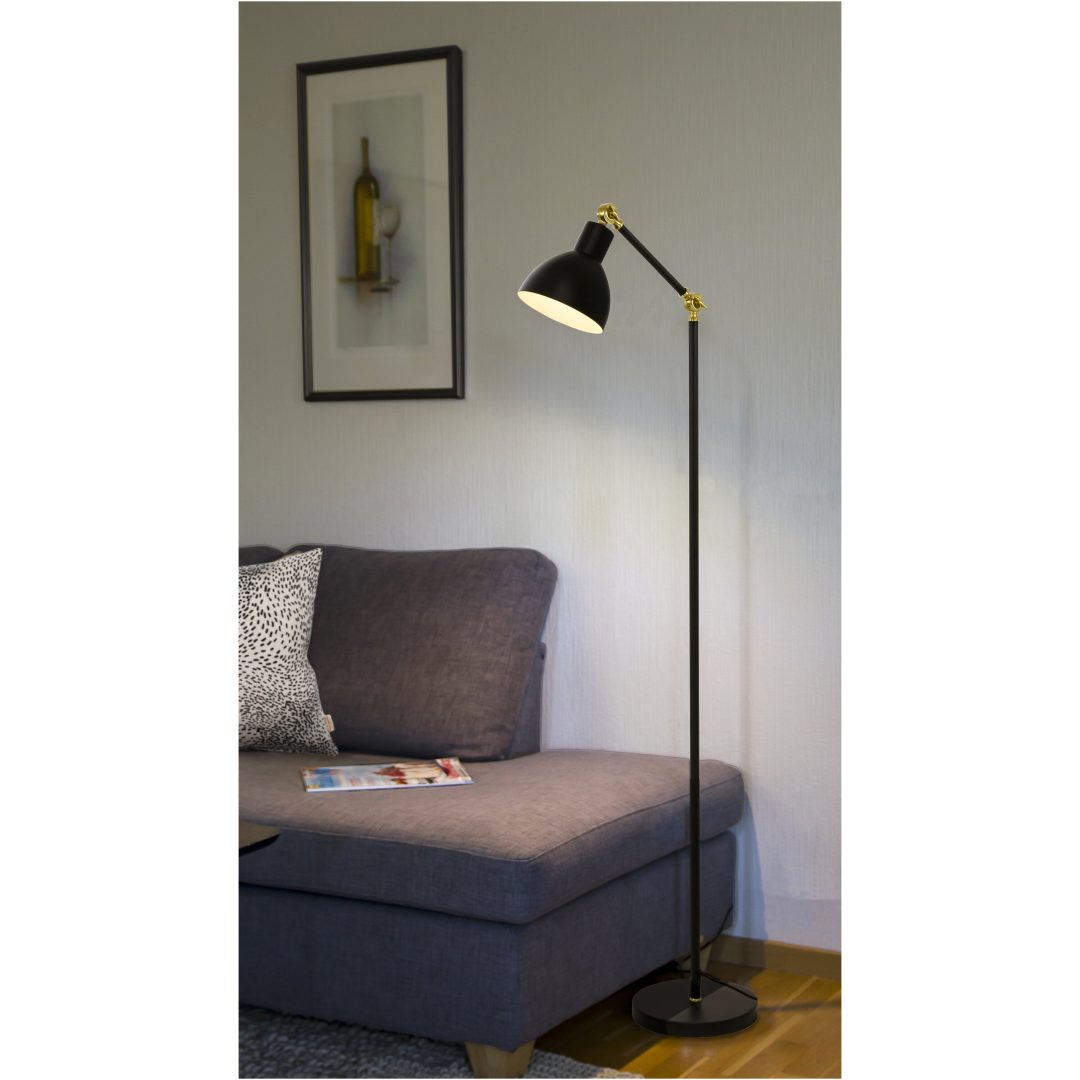Dublin Golvlampa, Svart/matt Mässing ANETA HOME Sockel E27 Svart /Matt Mässing – bild 5