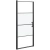 Duschdörr halvfrostat härdat glas svart vidaXL 91 x 195 cm – miniatyr 2
