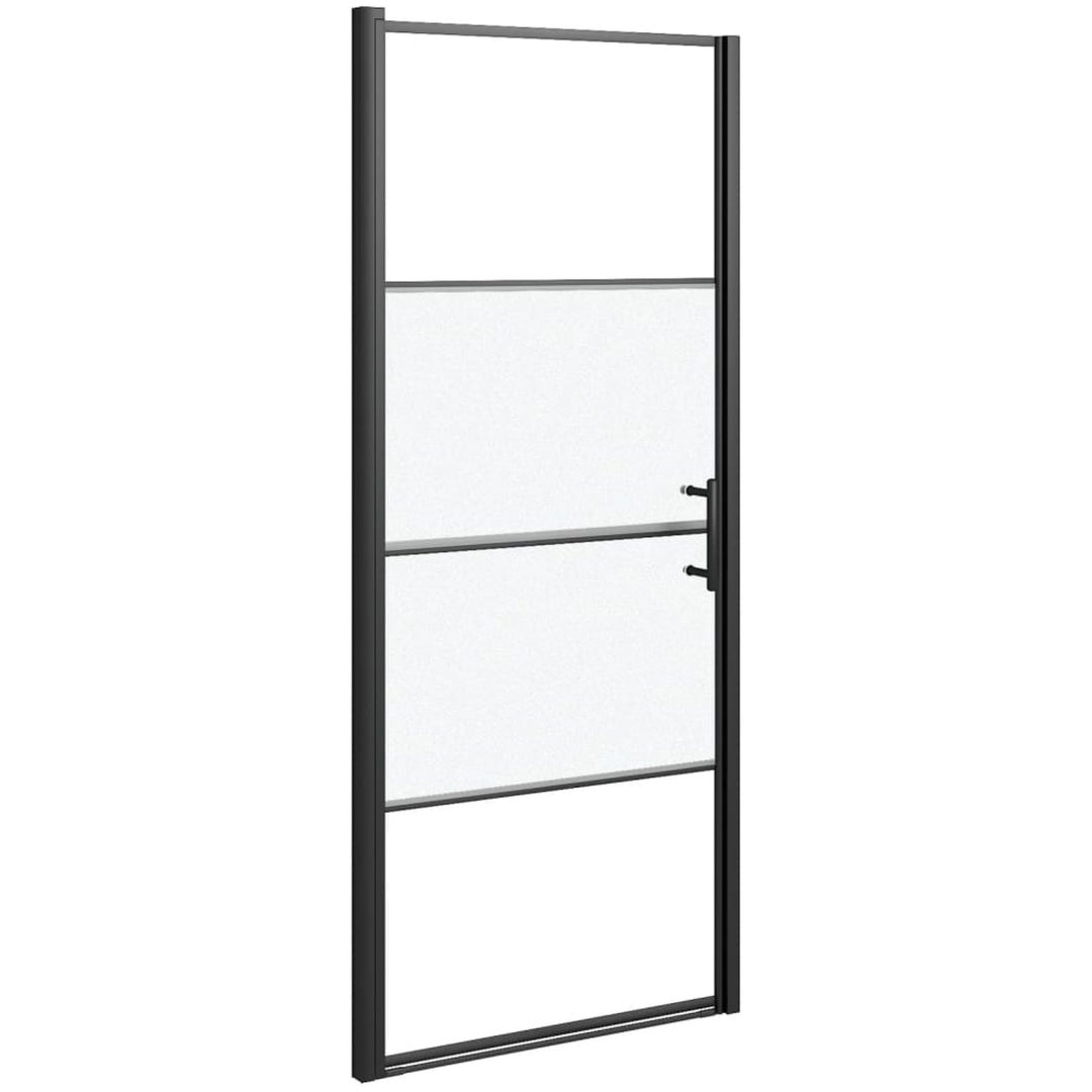 Duschdörr halvfrostat härdat glas svart vidaXL 91 x 195 cm – bild 2