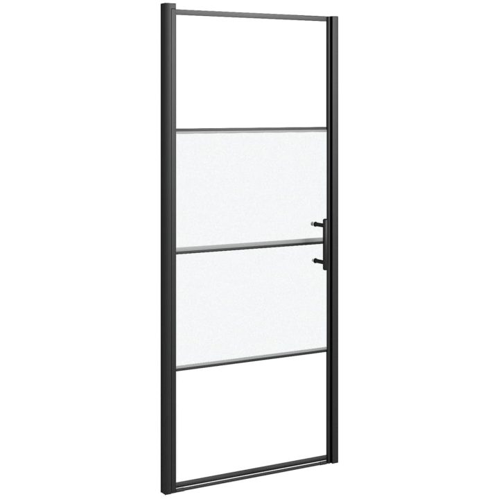 Duschdörr halvfrostat härdat glas svart vidaXL 91 x 195 cm – bild 2