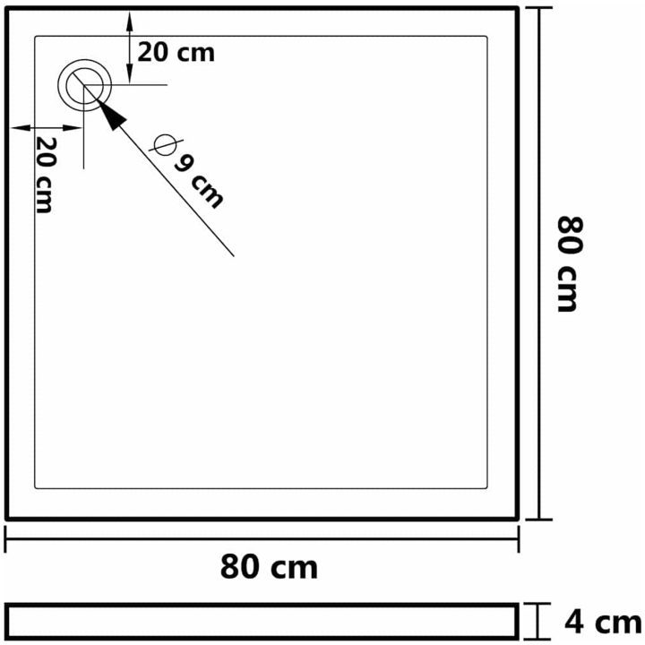 Duschkar fyrkantigt ABS vit vidaXL 80 x 80 cm – bild 8