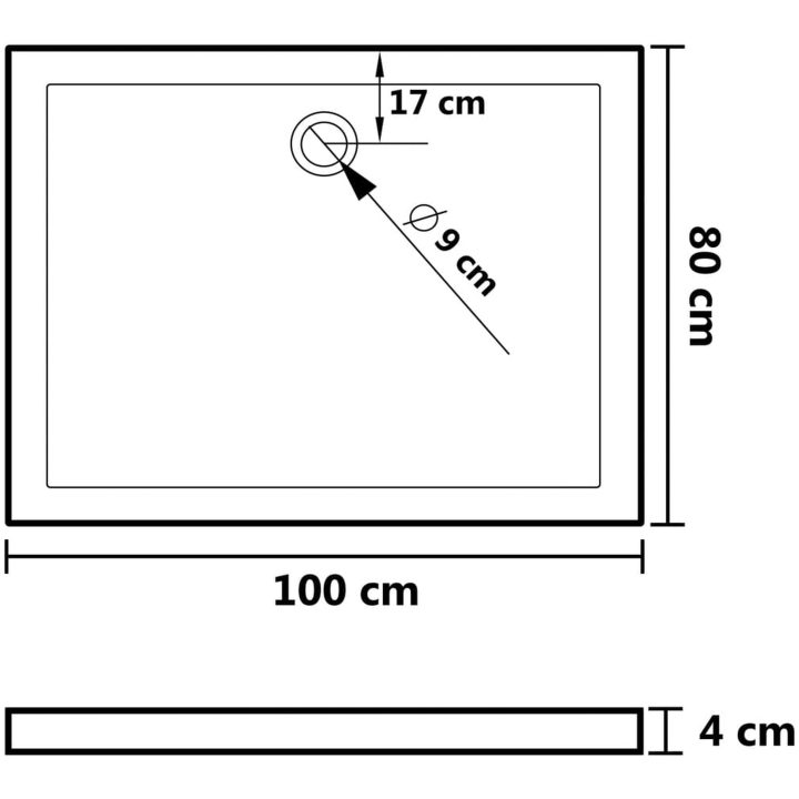 Duschkar rektangulärt ABS vidaXL 80 x 100 cm – bild 7