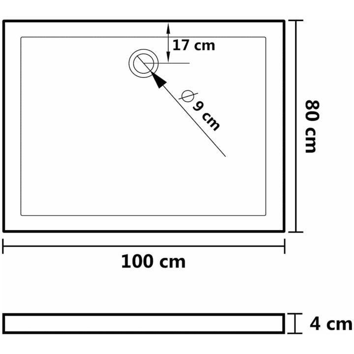 Duschkar rektangulärt ABS vidaXL 80 x 100 cm – bild 8