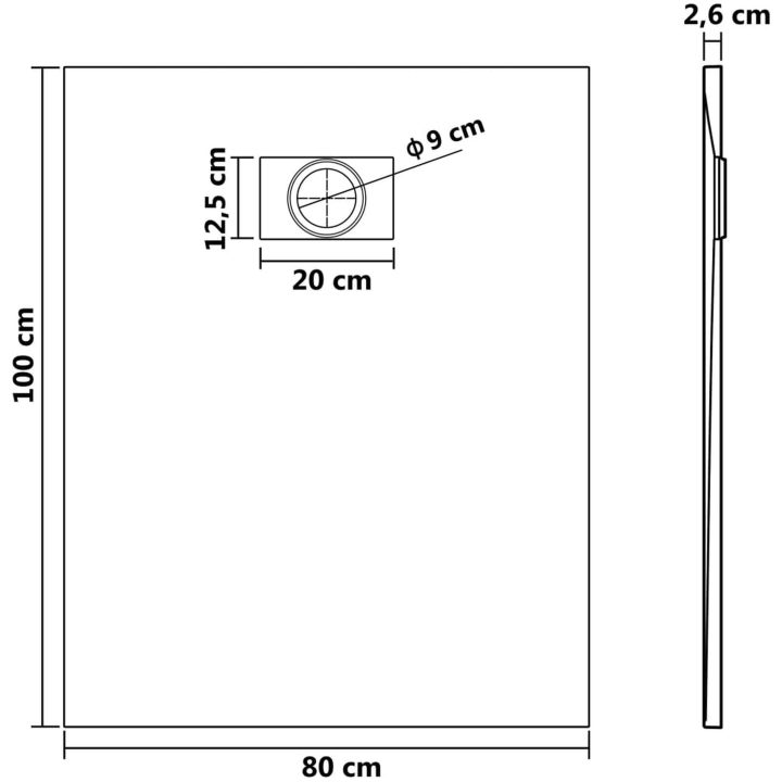 Duschkar SMC svart vidaXL 100 x 80 cm – bild 6