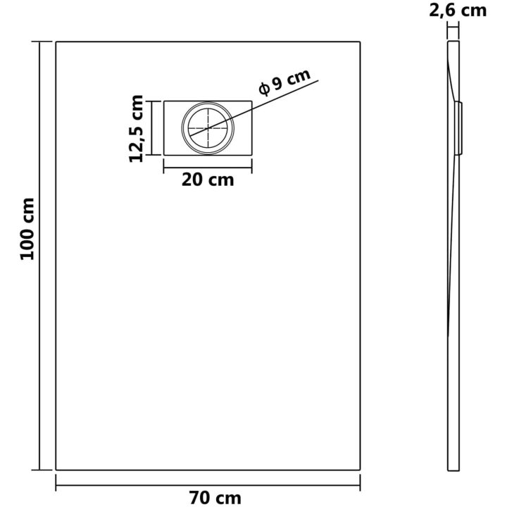 Duschkar SMC vit vidaXL 100 x 70 cm – bild 6
