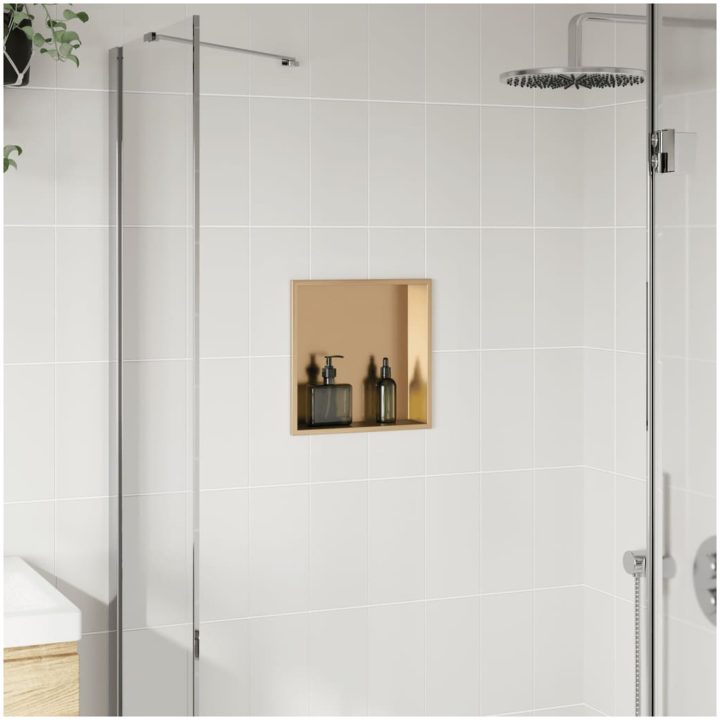 Duschnisch borstad guld 32x32x9 cm rostfritt stål vidaXL – bild 3