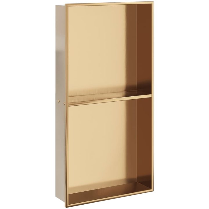 Duschnisch borstad guld 32x62x9 cm rostfritt stål vidaXL – bild 2