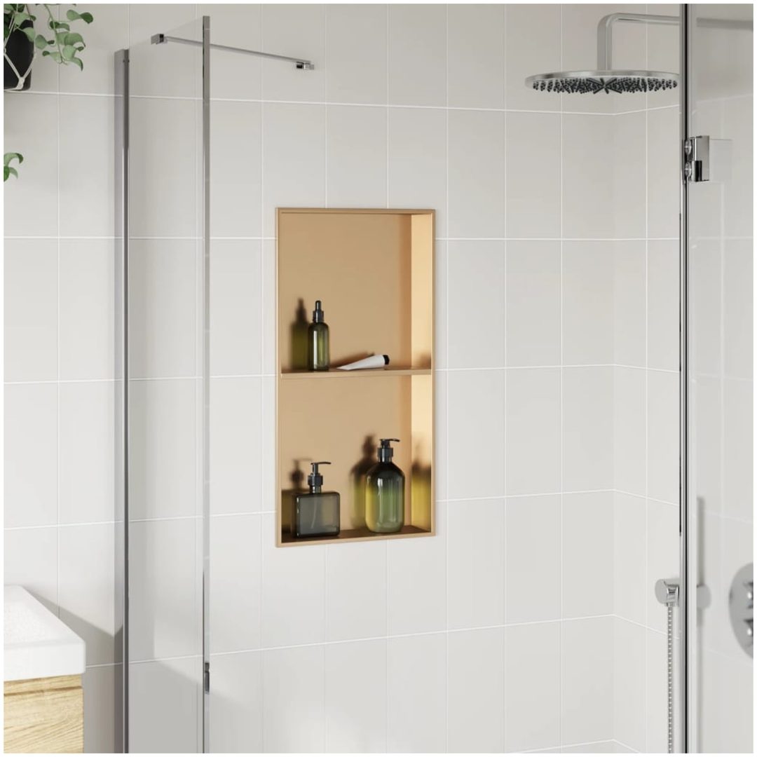 Duschnisch borstad guld 32x62x9 cm rostfritt stål vidaXL – bild 3
