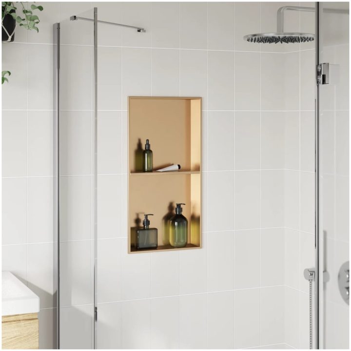 Duschnisch borstad guld 32x62x9 cm rostfritt stål vidaXL – bild 3