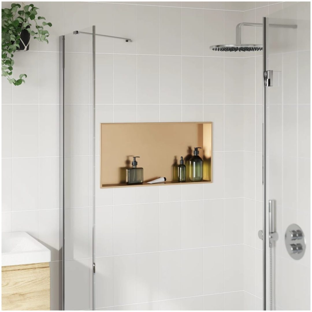 Duschnisch borstad guld 62x32x9 cm rostfritt stål vidaXL – bild 3