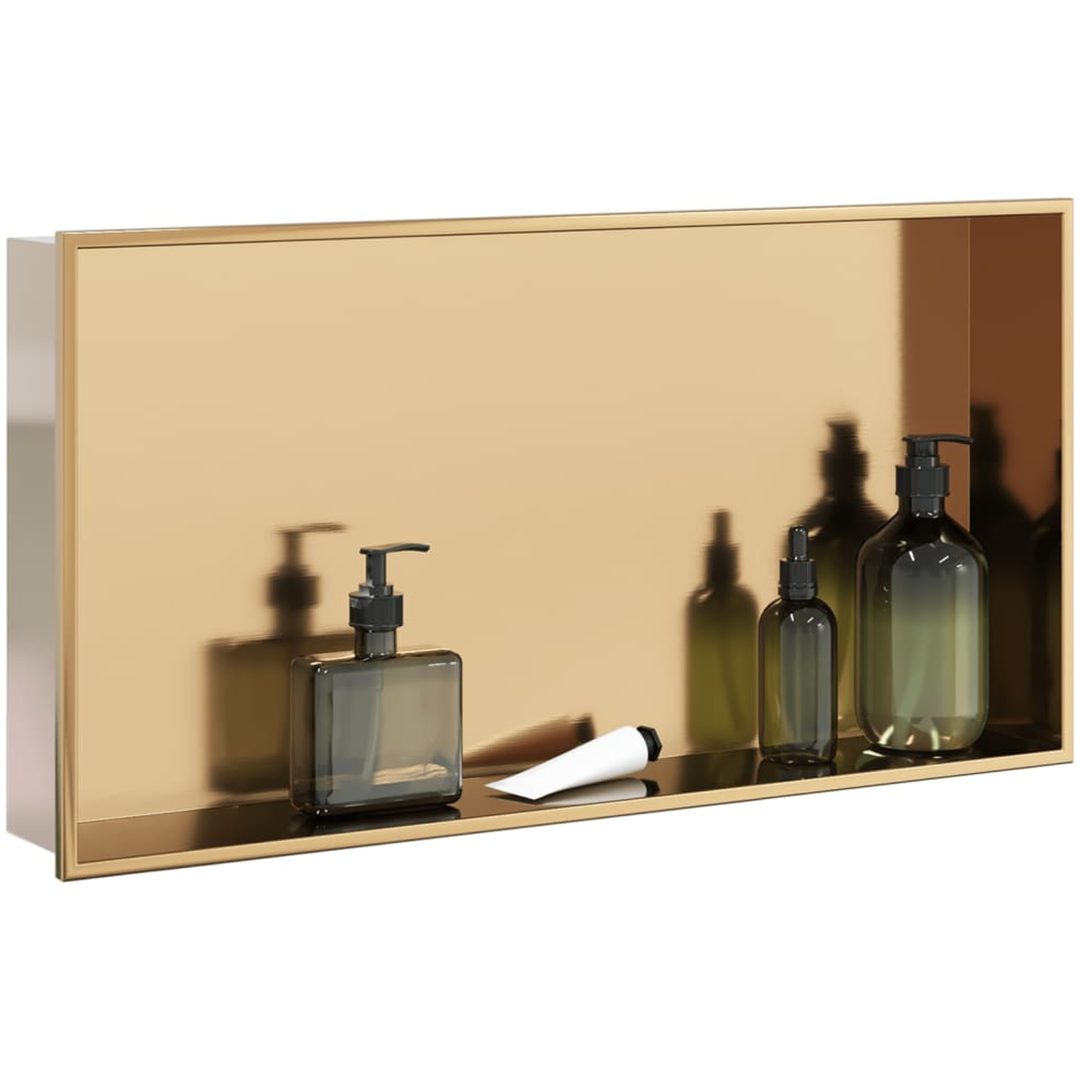 Duschnisch borstad guld 62x32x9 cm rostfritt stål vidaXL