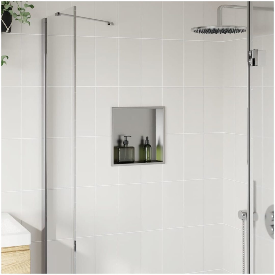 Duschnisch borstad silver 32x32x9 cm rostfritt stål vidaXL – bild 3