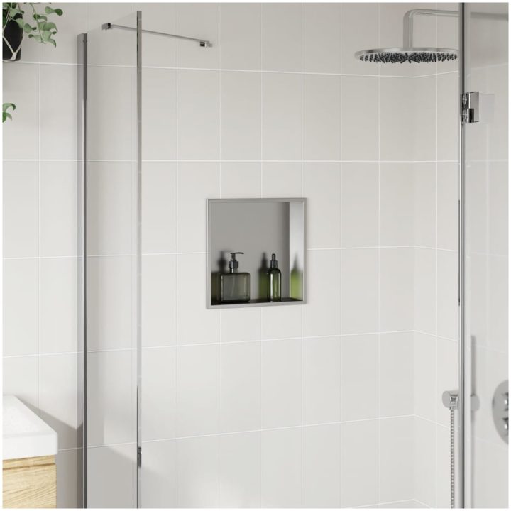 Duschnisch borstad silver 32x32x9 cm rostfritt stål vidaXL – bild 3