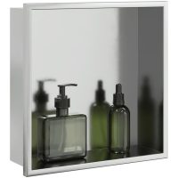 Duschnisch borstad silver 32x32x9 cm rostfritt stål vidaXL