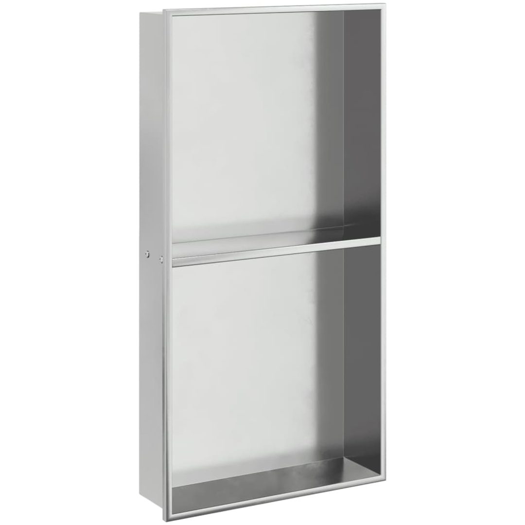 Duschnisch borstad silver 32x62x9 cm rostfritt stål vidaXL – bild 2